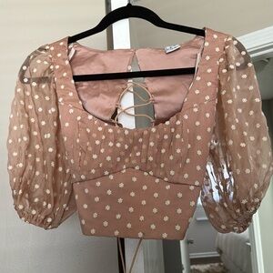 Puff sleeve, lace up back crop top